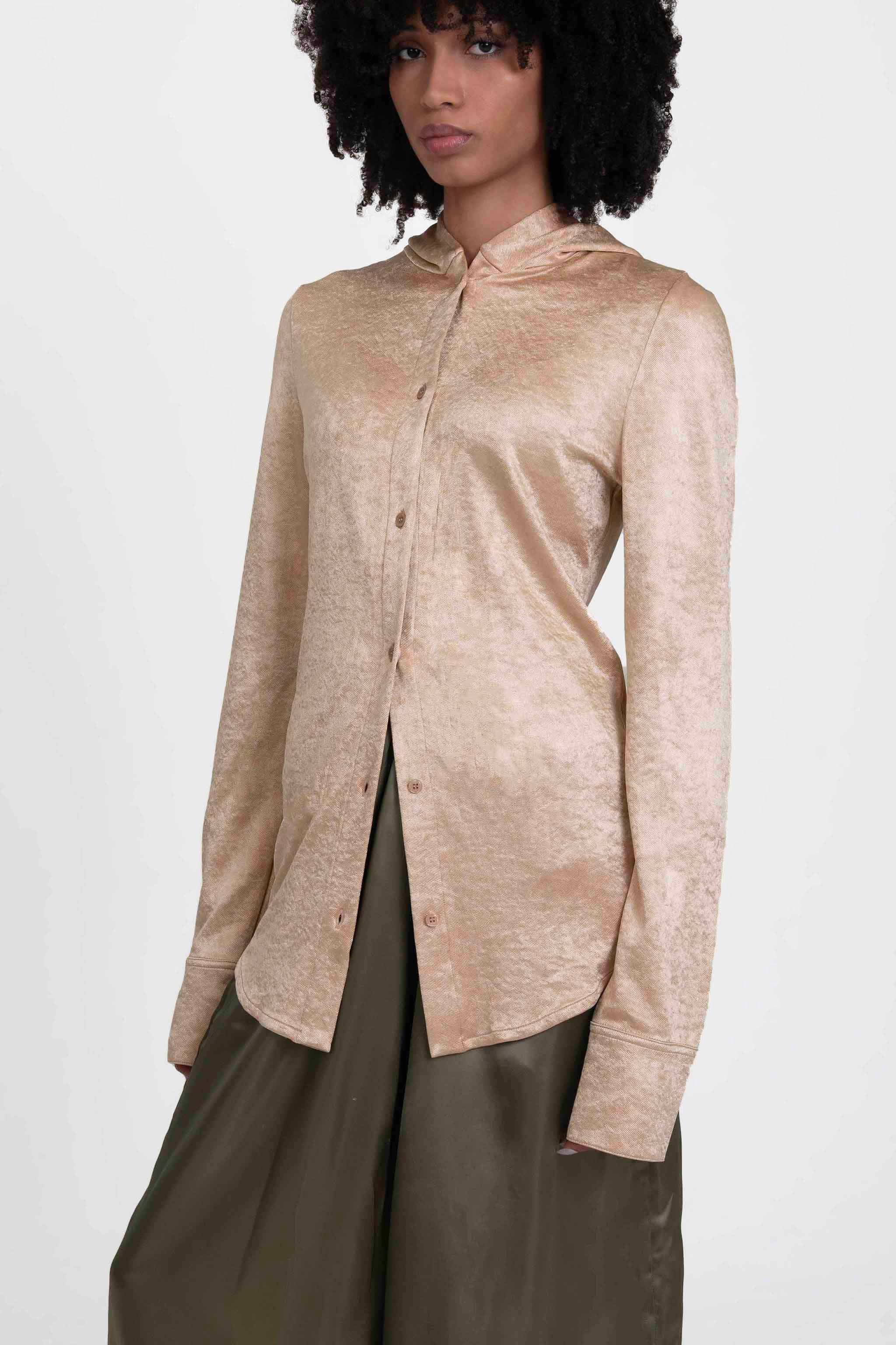 Slot Hooded Shirt Boulder Gold