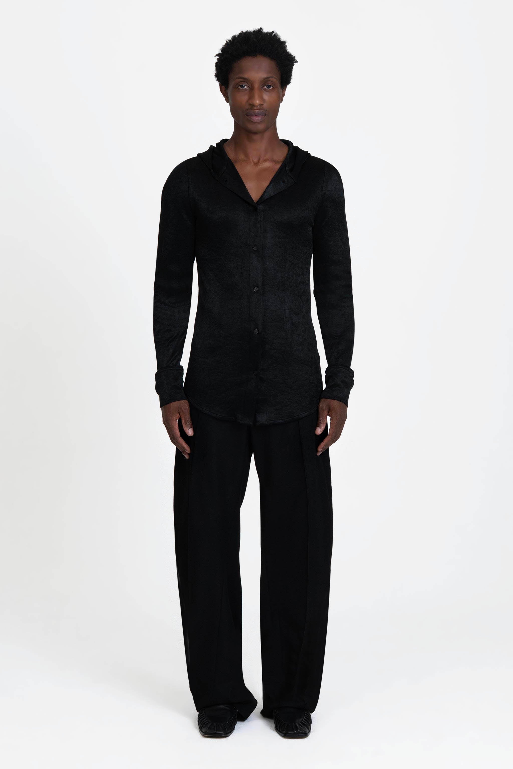 Slot Hooded Shirt Jet Black