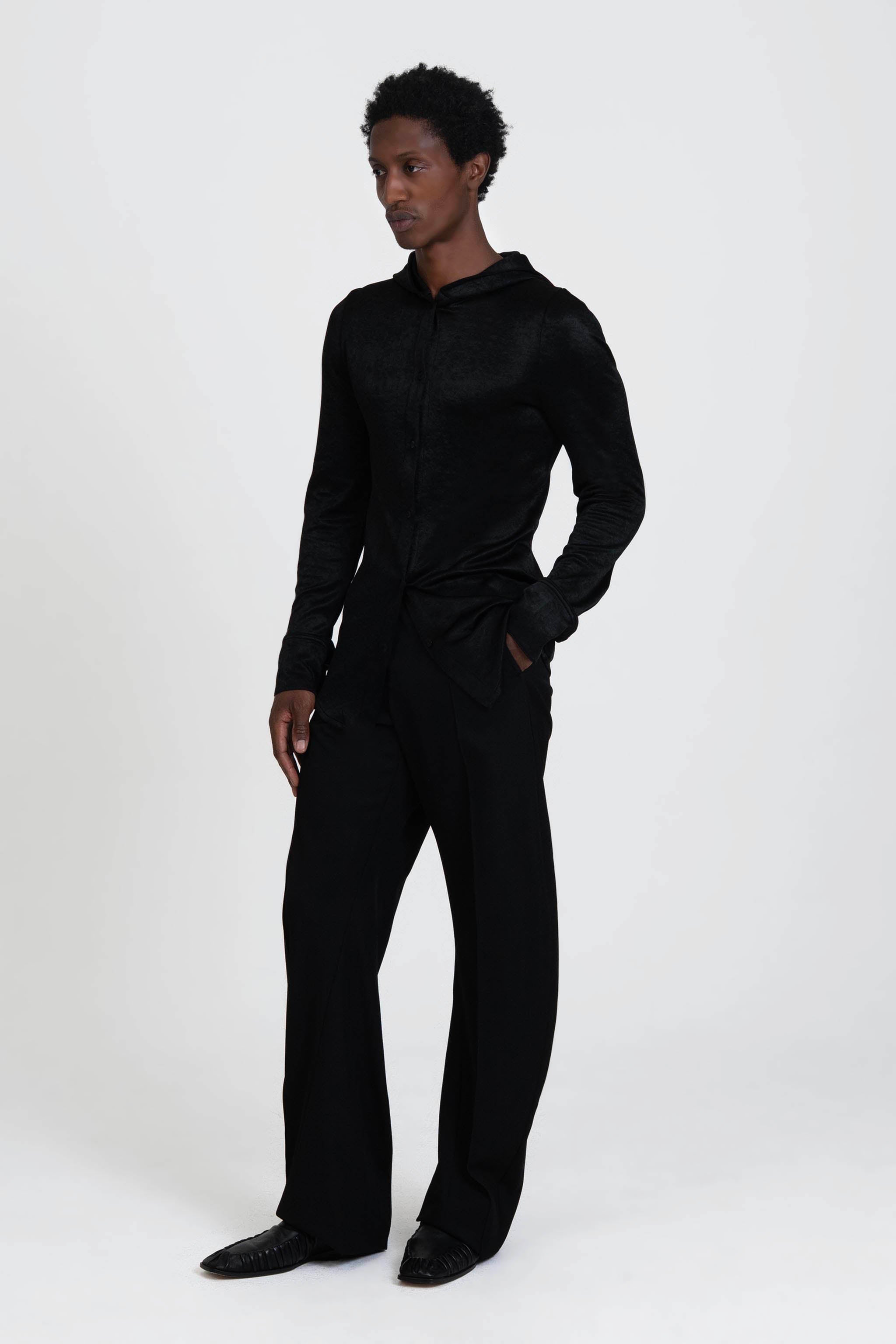 Slot Hooded Shirt Jet Black