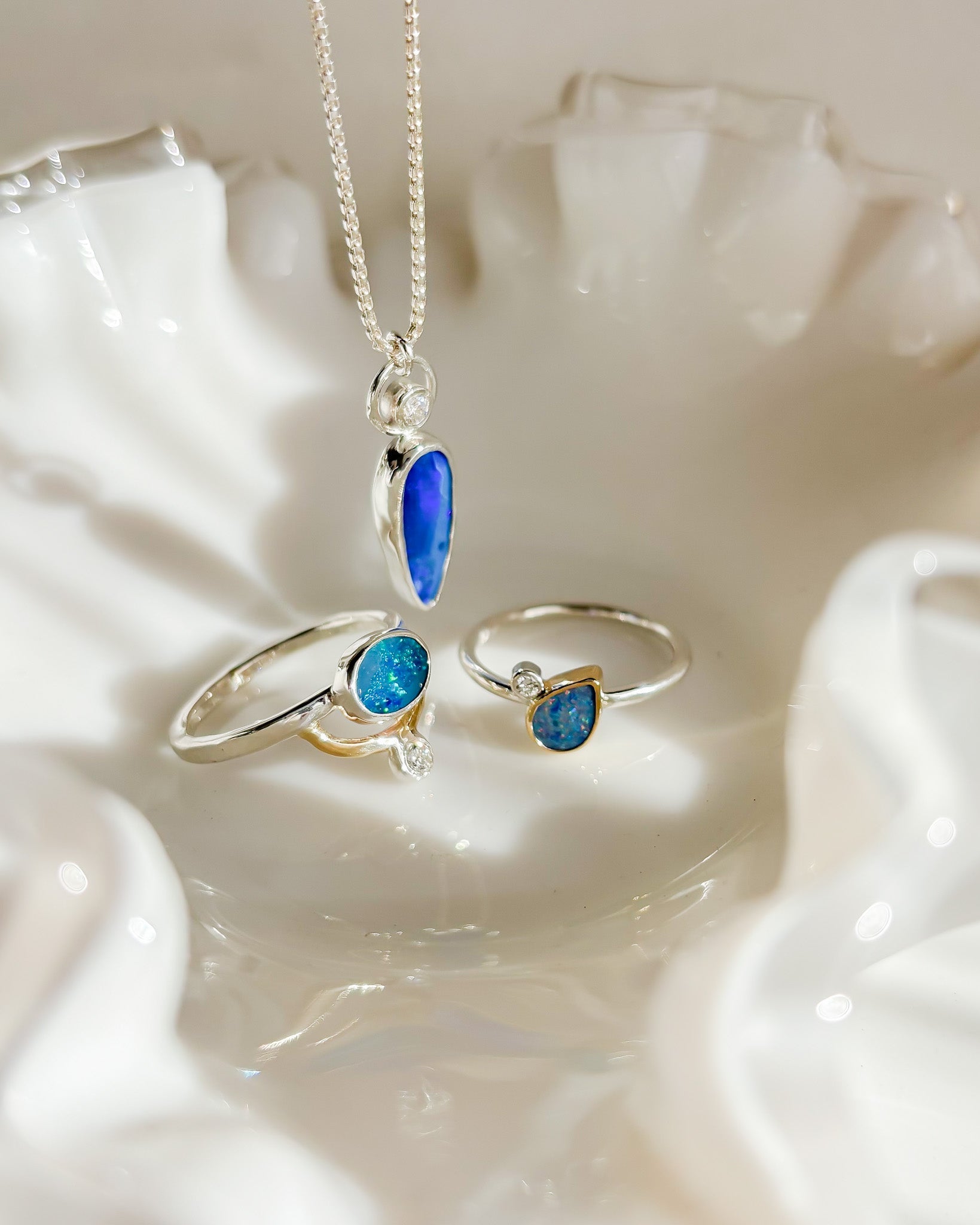 CALLISTO// opal + diamond necklace