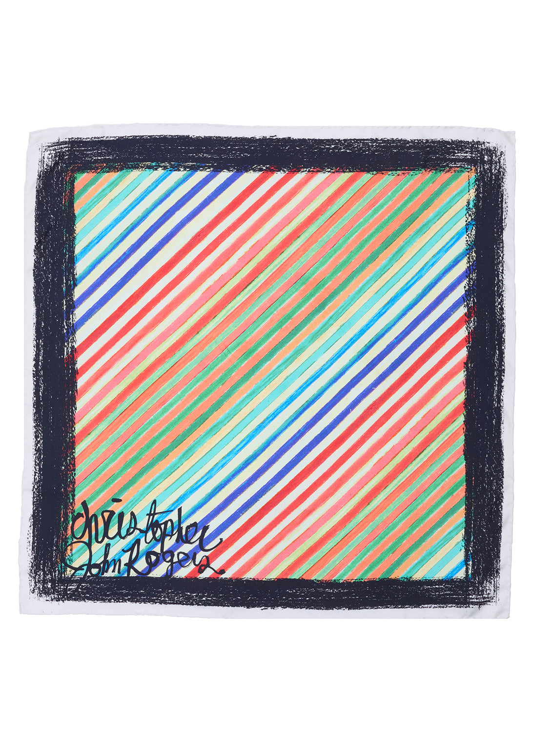 BIAS CRAYON STRIPE SILK SCARF
