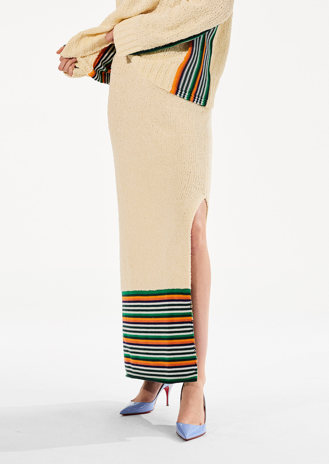 CROPPED BOUCLÉ KNIT PENCIL SKIRT
