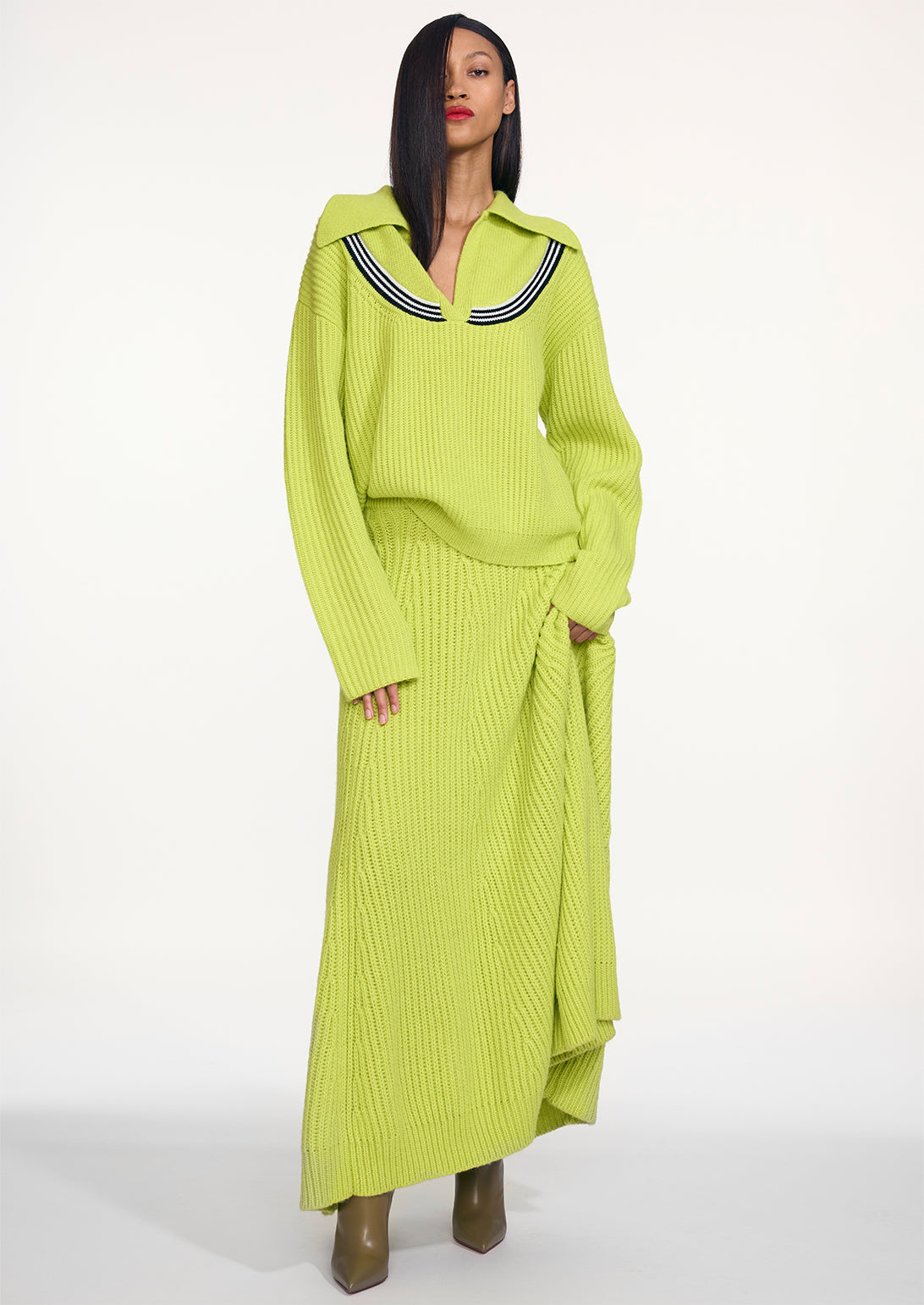 RIBBED POPOVER POLO SWEATER