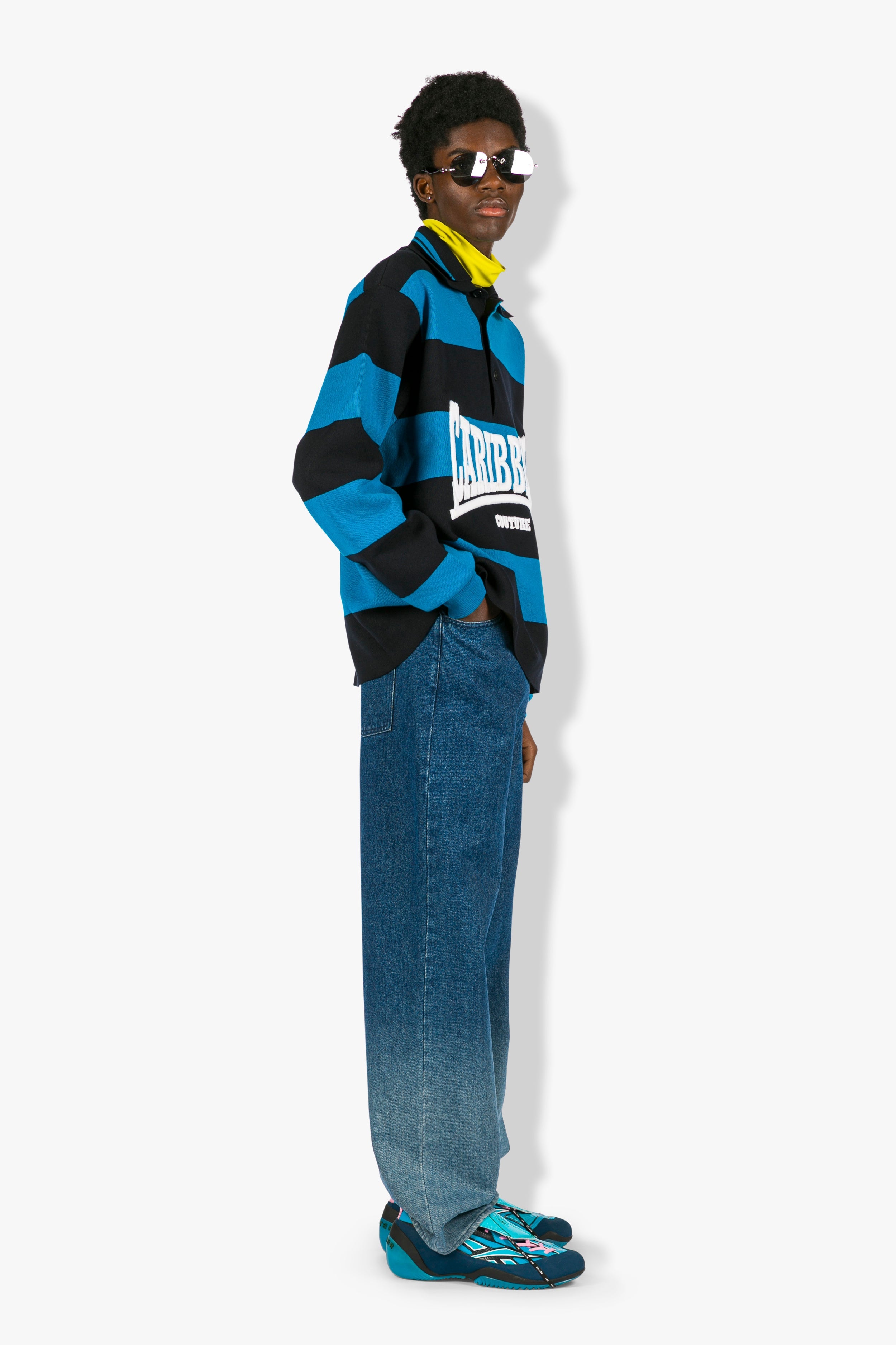 Knitted Striped Polo Caribbean Couture