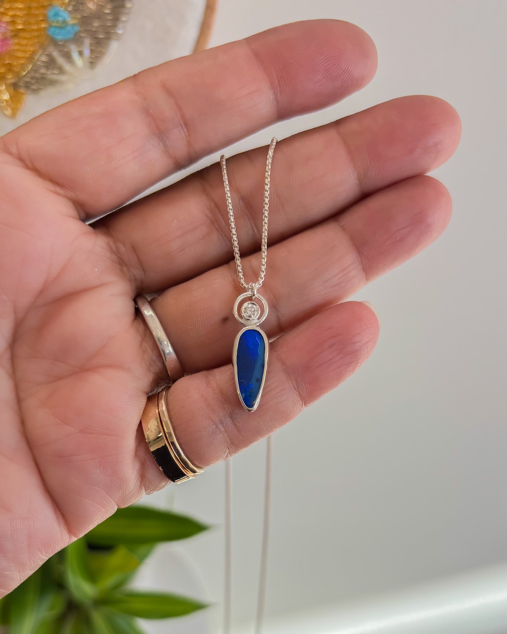 CALLISTO// opal + diamond necklace