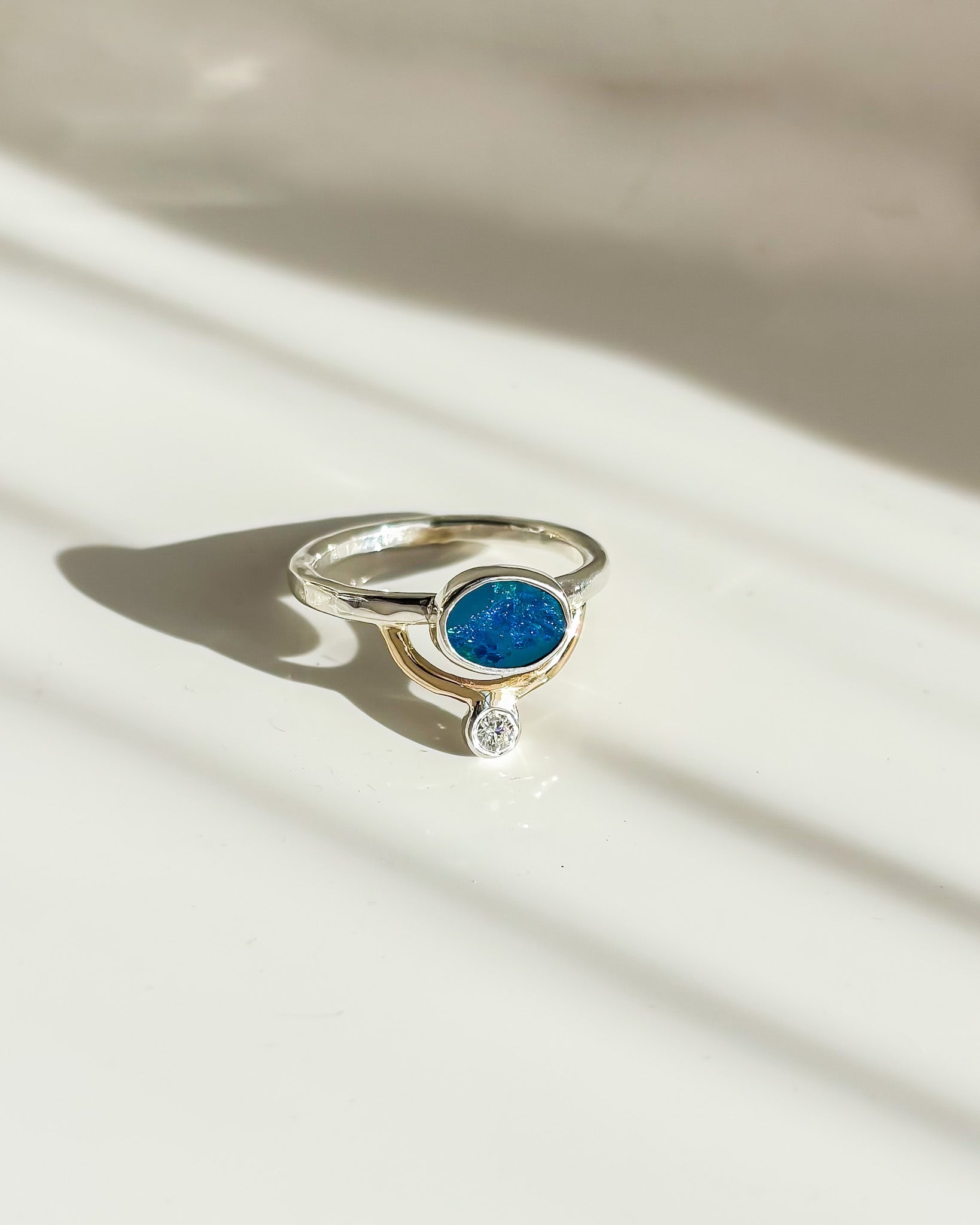 CALLISTO// opal + diamond arc ring