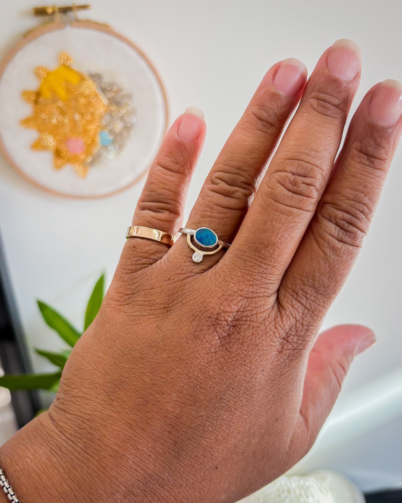 CALLISTO// opal + diamond arc ring