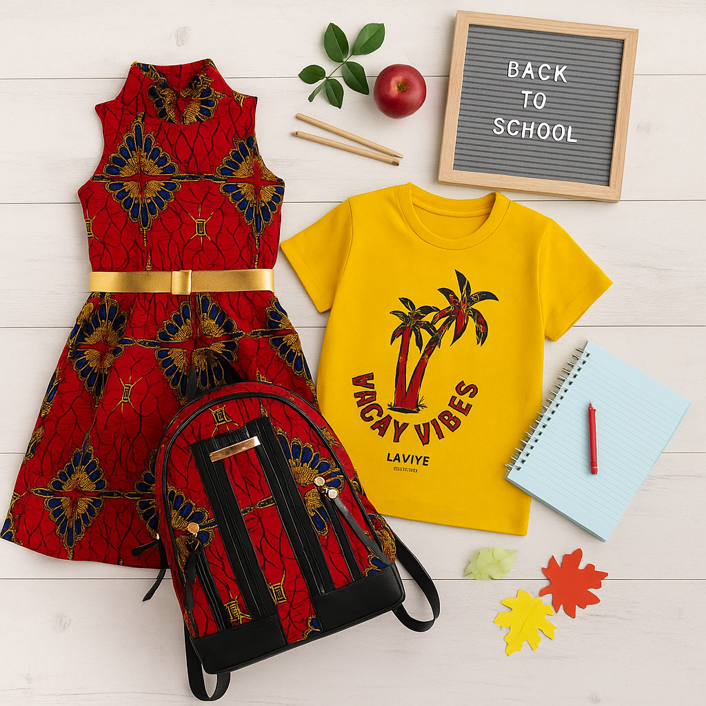 3 Piece Little Girls Back to School Set - Midi Dress, Backpack, T-Shirt (CORDELIA)