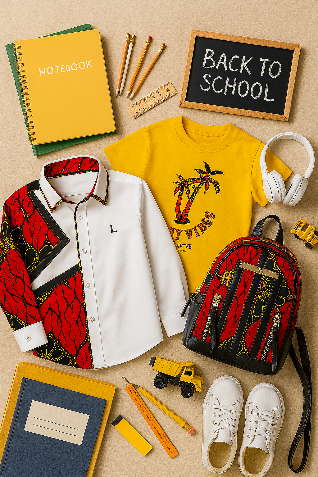 3 Piece Little Boys Back to School Set - Dress Shirt, Backpack, T-Shirt (CHARLES)