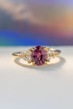 1.29ct Cielo Oval Raspberry Sapphire & Diamond Engagement Ring