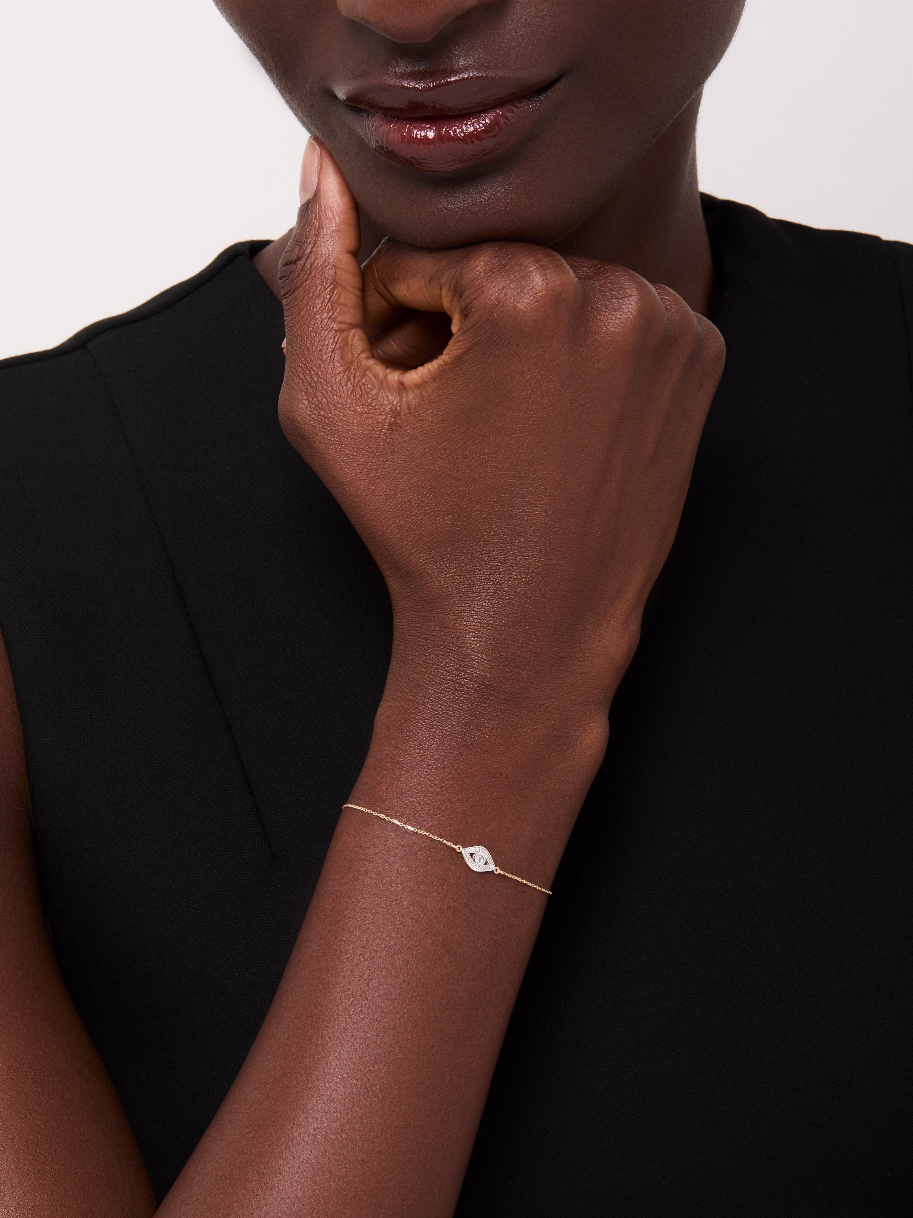 14kt Diamond Evil Eye Chain Bracelet