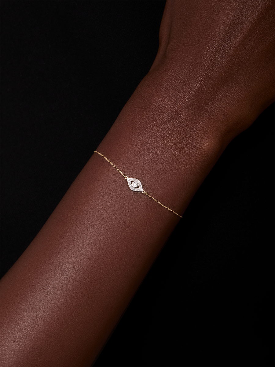 14kt Diamond Evil Eye Chain Bracelet