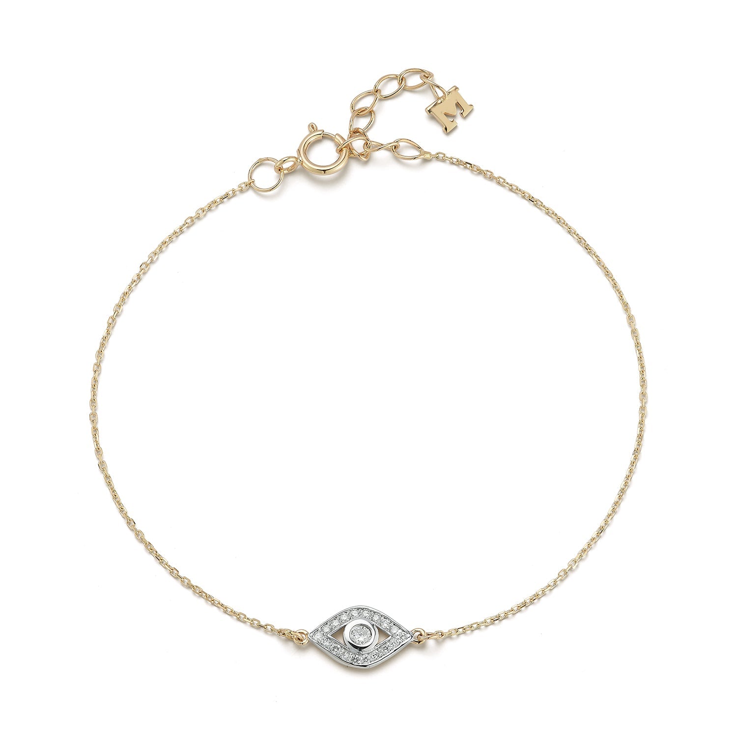 14kt Diamond Evil Eye Chain Bracelet