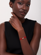 14kt Diamond Evil Eye on Red Nylon Bracelet