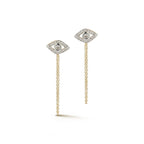14kt Diamond Evil Eye Studs with Chain Drop
