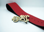 Orijin Logo Reversible Wide Leather Belt (Black/Red)