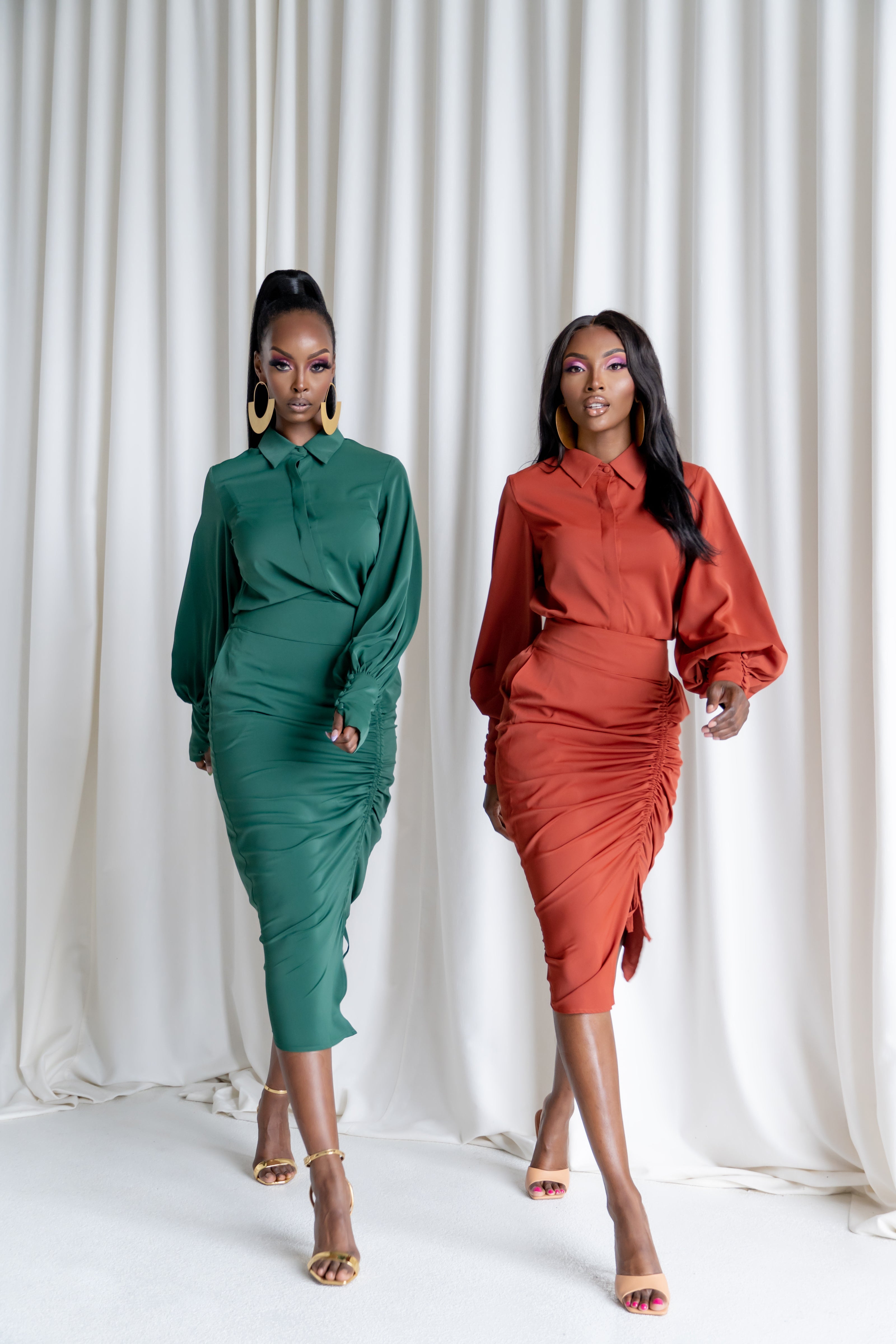 HUNTER GREEN GRAYCE midi skirt