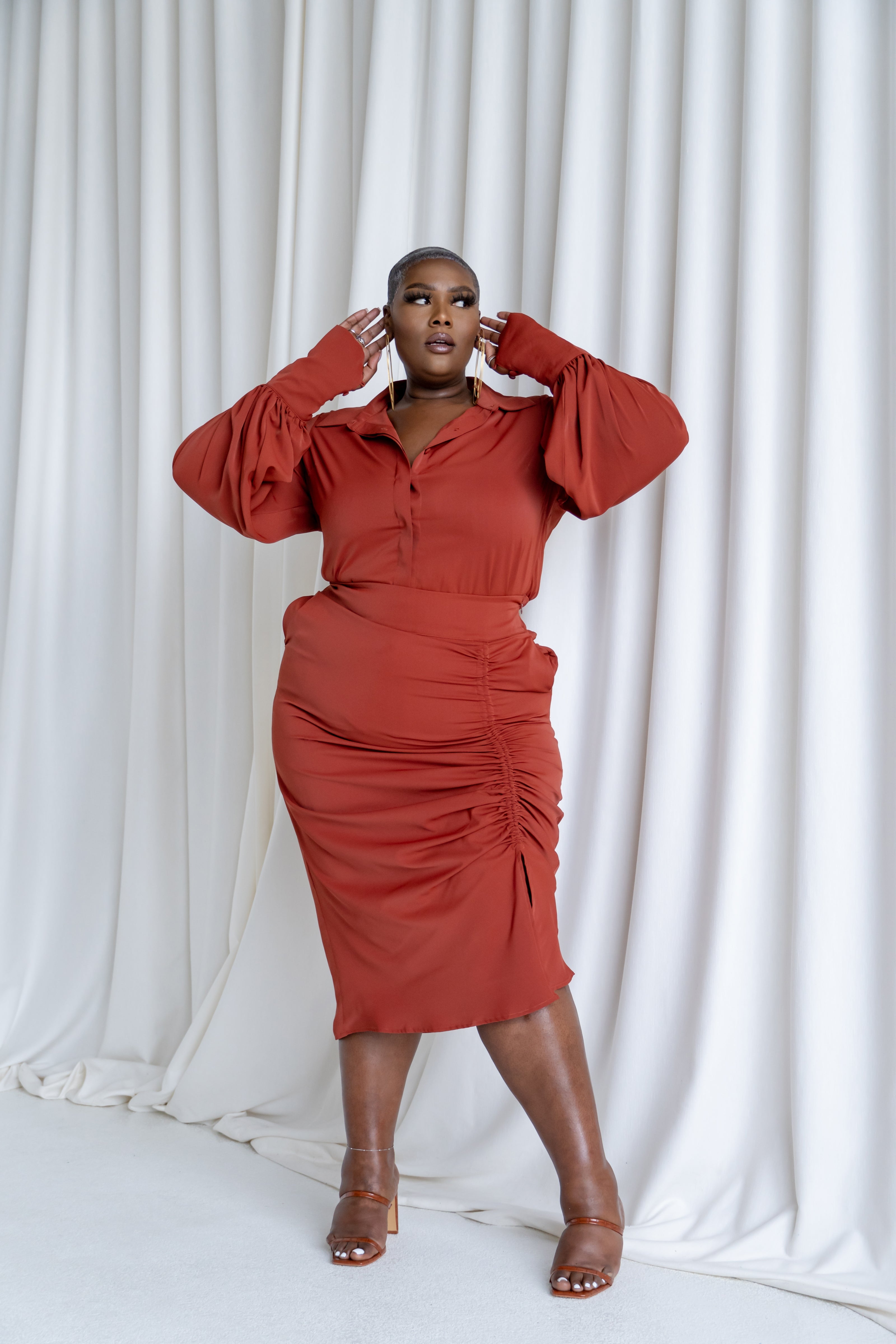 RUST GRAYCE midi skirt