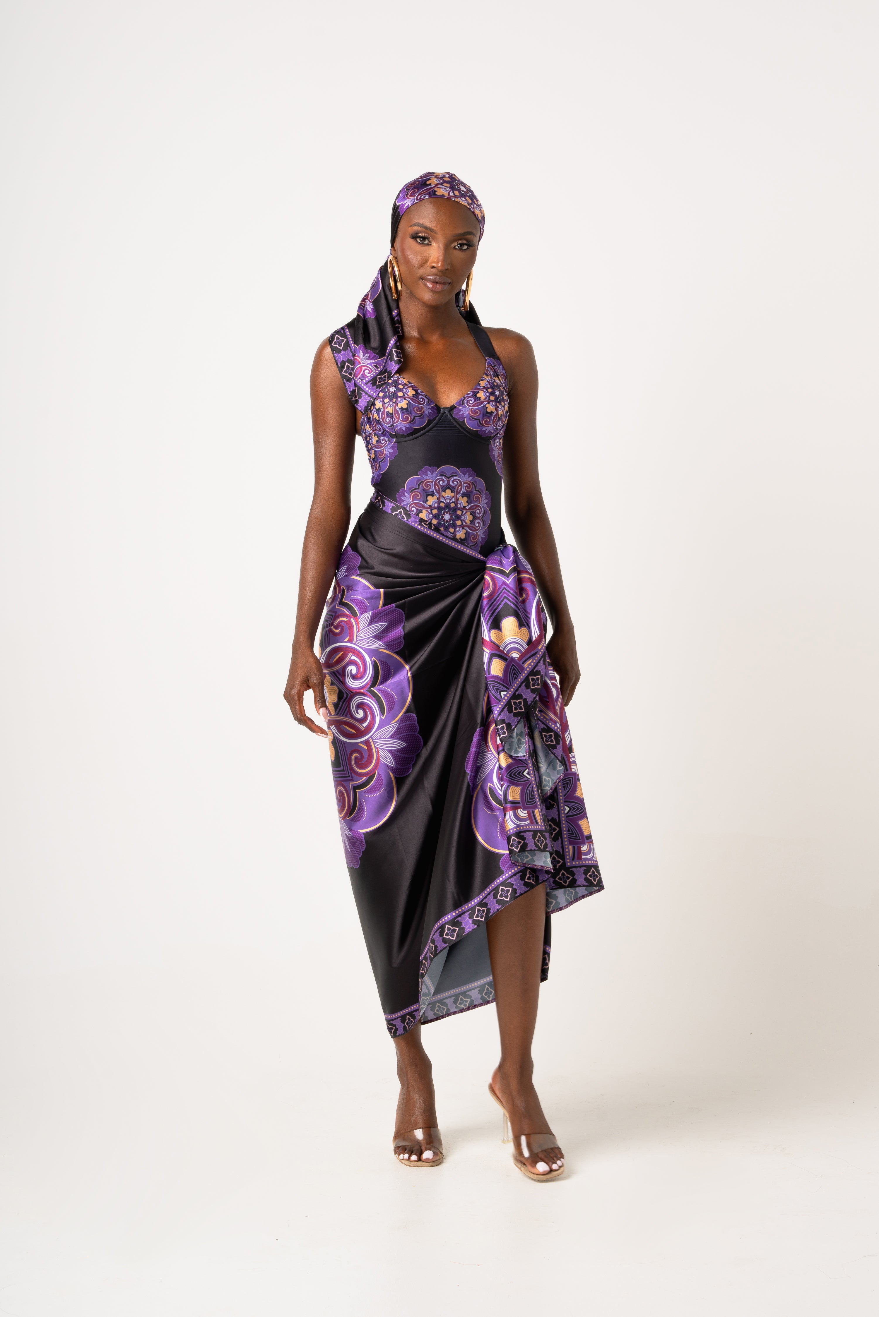 ENANG BLACK XL SILK SCARF