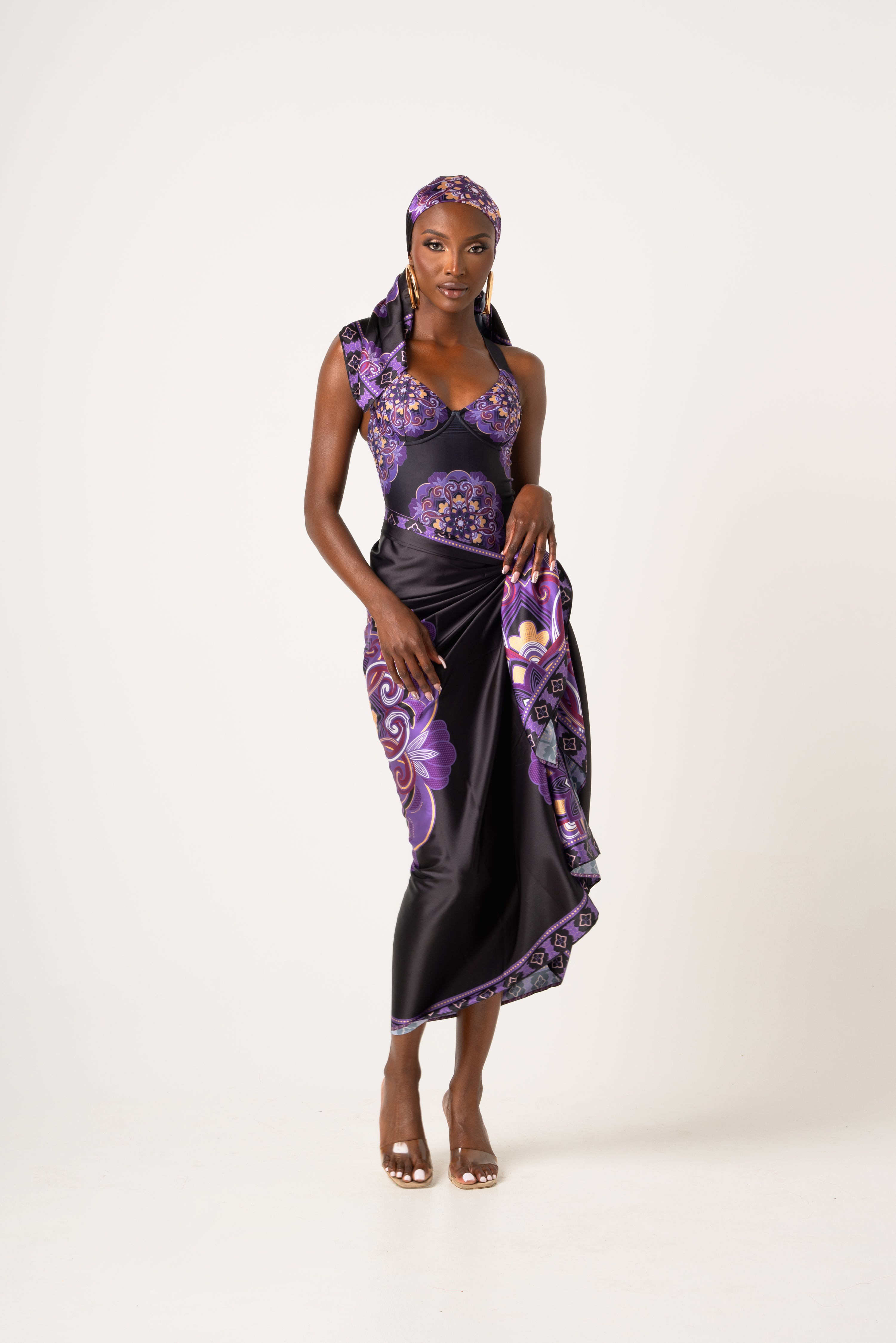 ENANG BLACK XL SILK SCARF