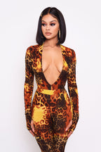 Phoenix Leopard Deep V Bodysuit
