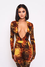 Phoenix Leopard Deep V Bodysuit