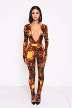Phoenix Leopard Deep V Bodysuit