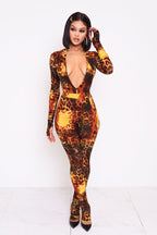 Phoenix Leopard Deep V Bodysuit