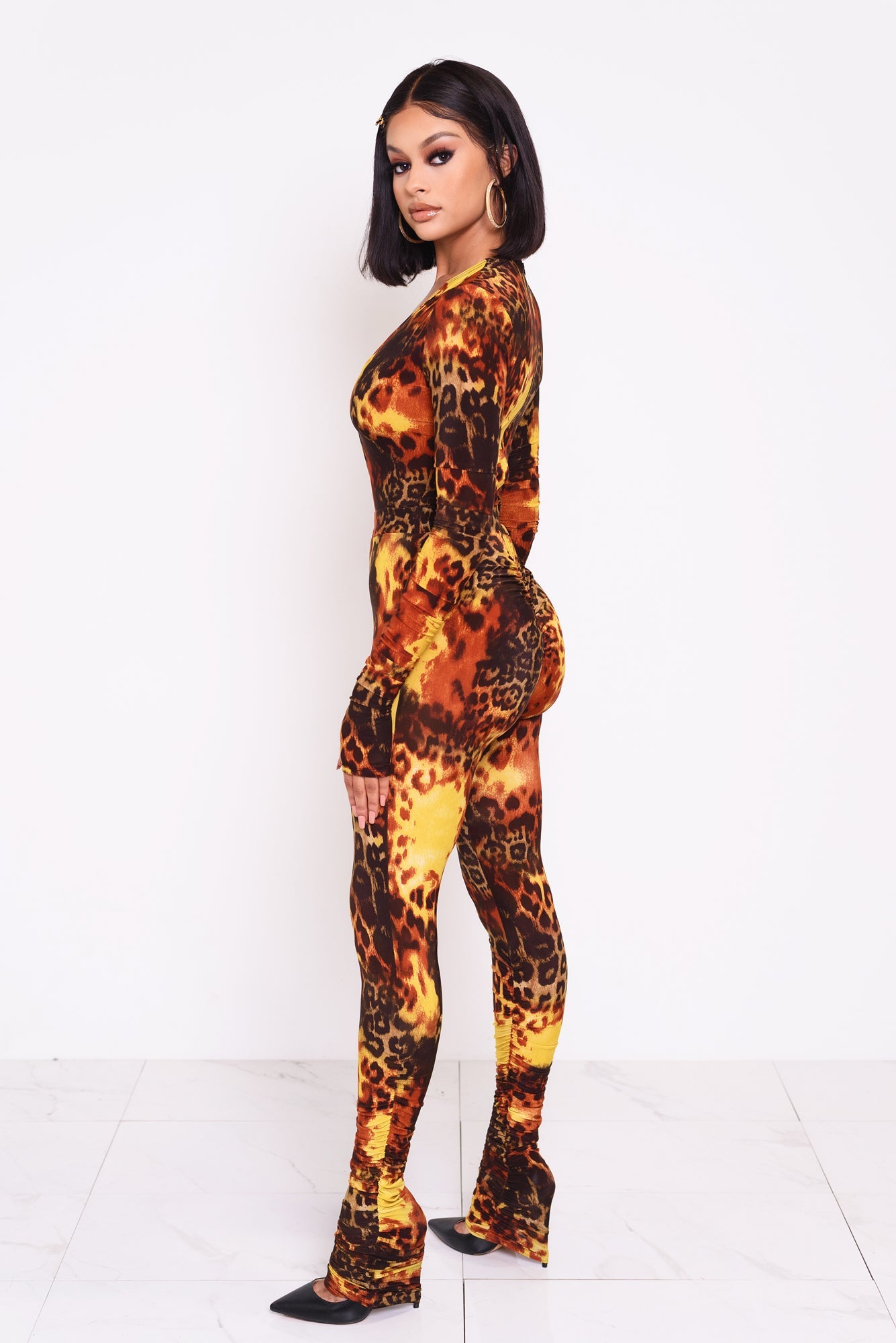 Phoenix Leopard Deep V Bodysuit