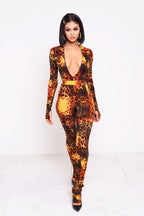 Phoenix Leopard Deep V Bodysuit