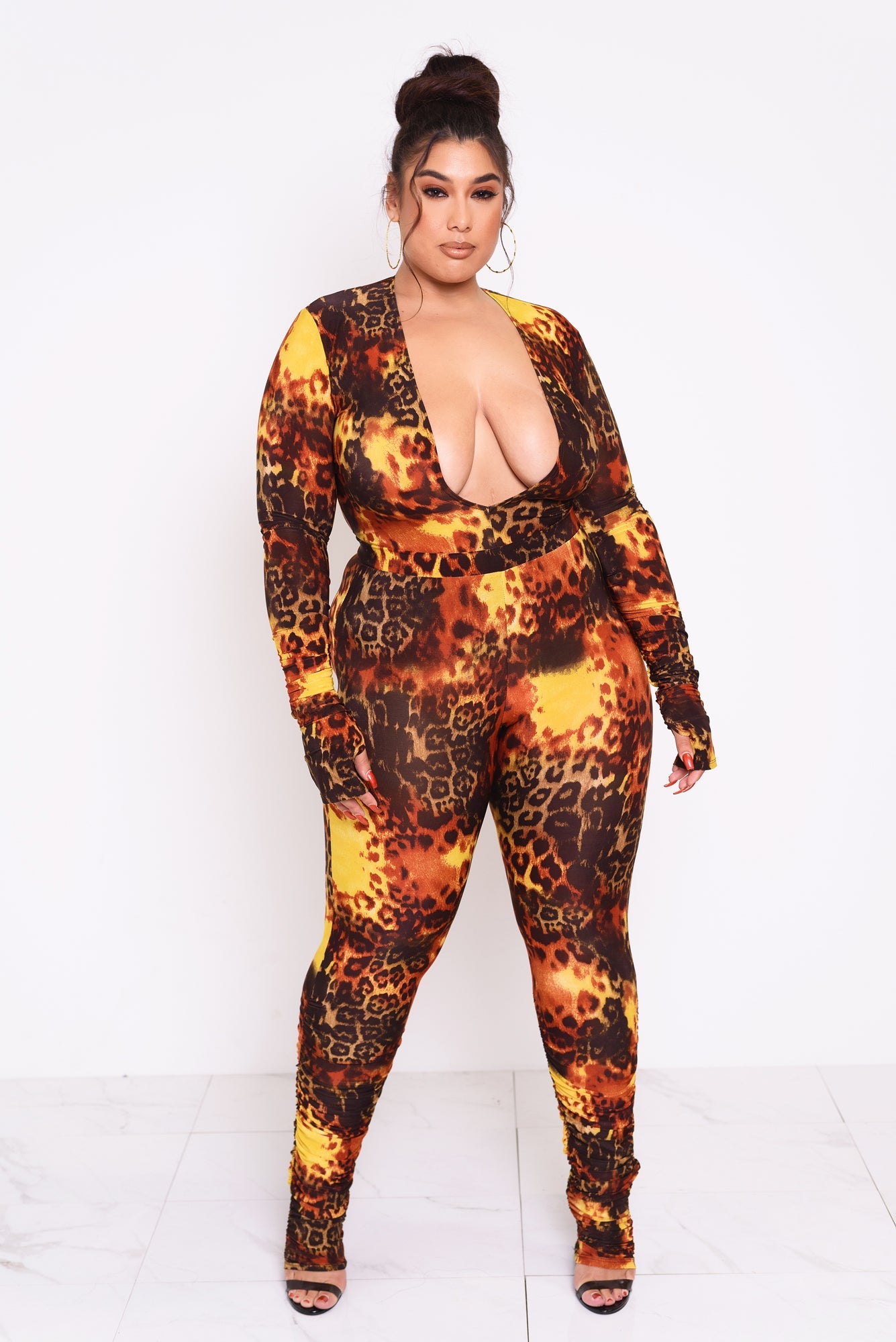 Phoenix Leopard Deep V Bodysuit
