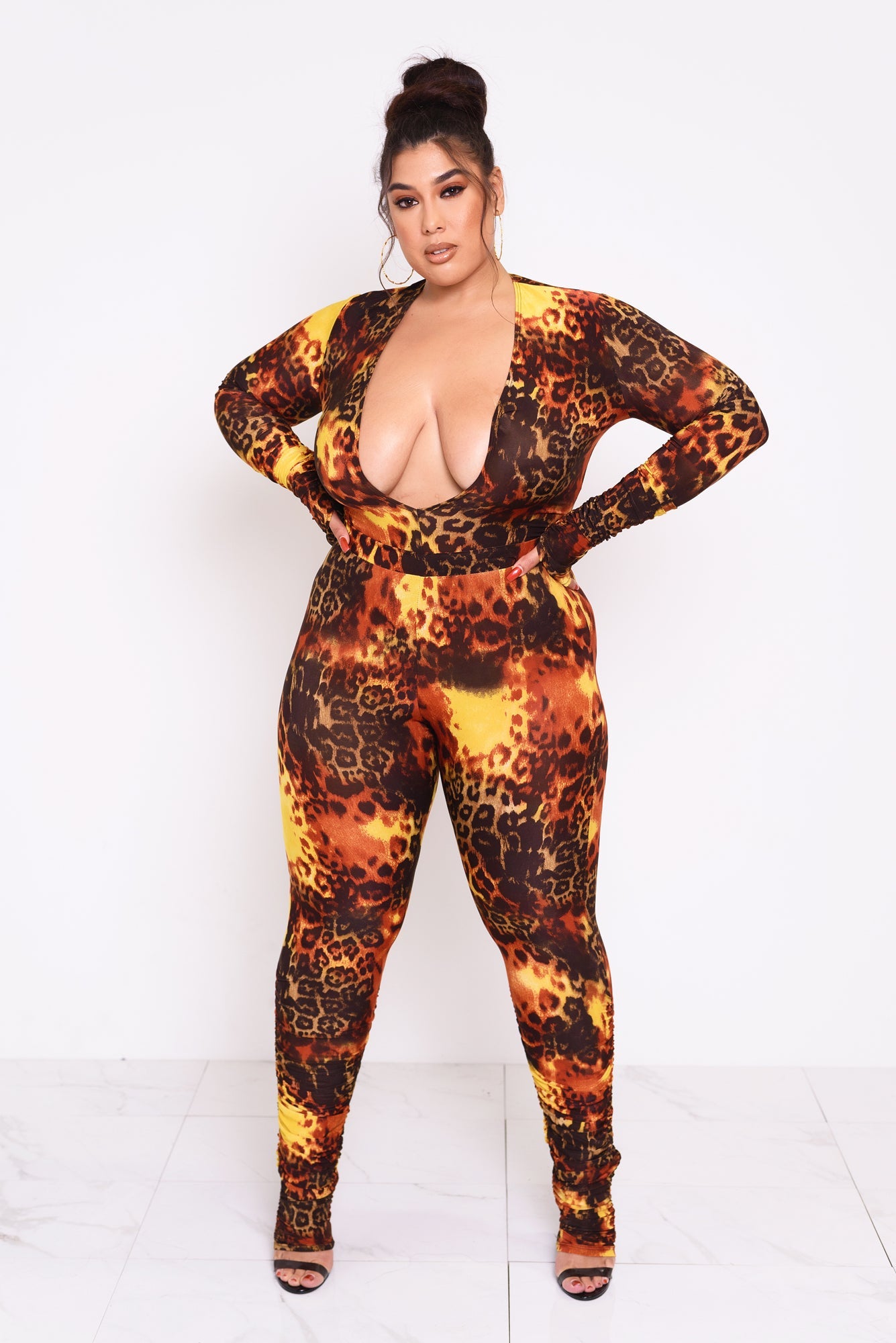 Phoenix Leopard Deep V Bodysuit