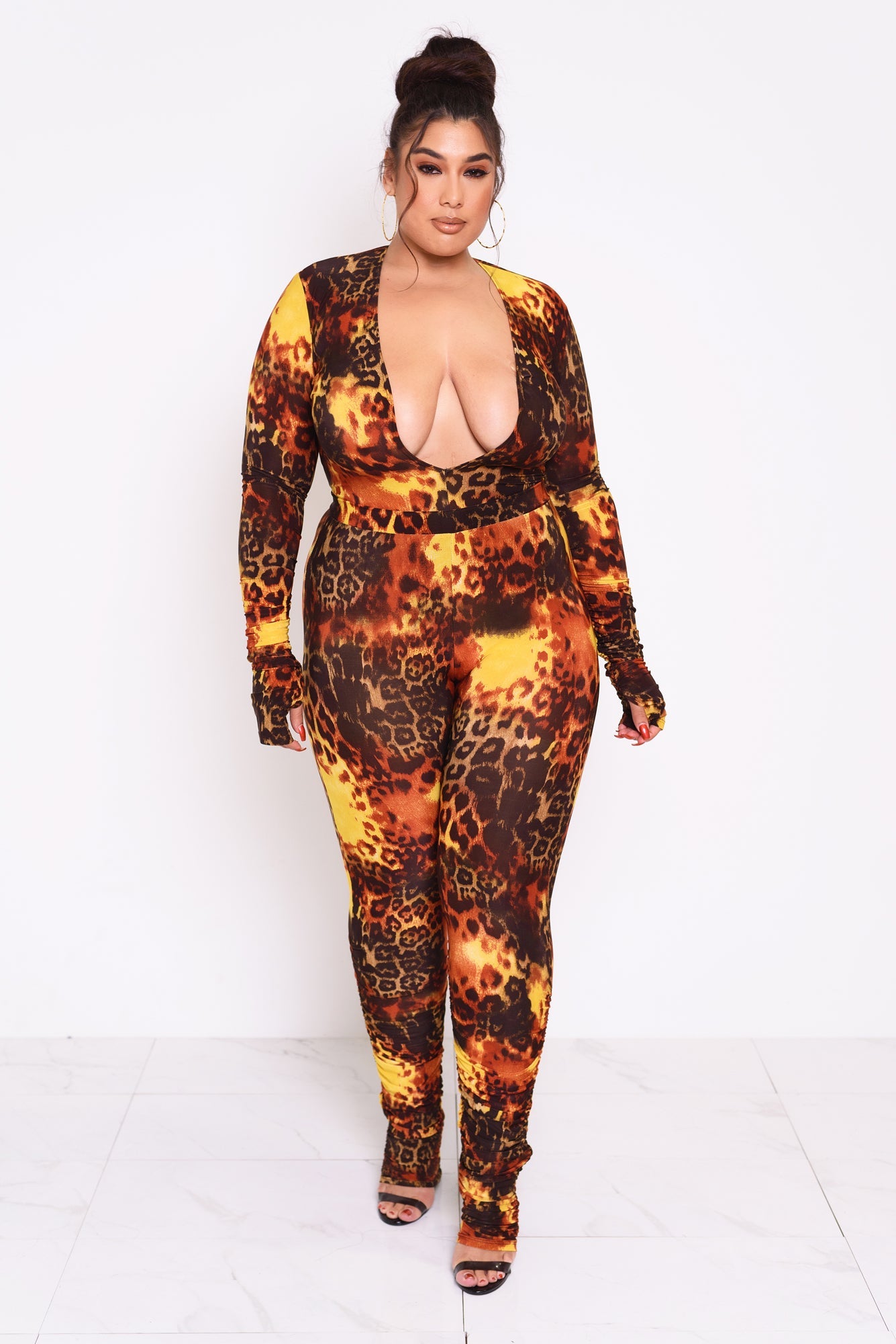 Phoenix Leopard Deep V Bodysuit