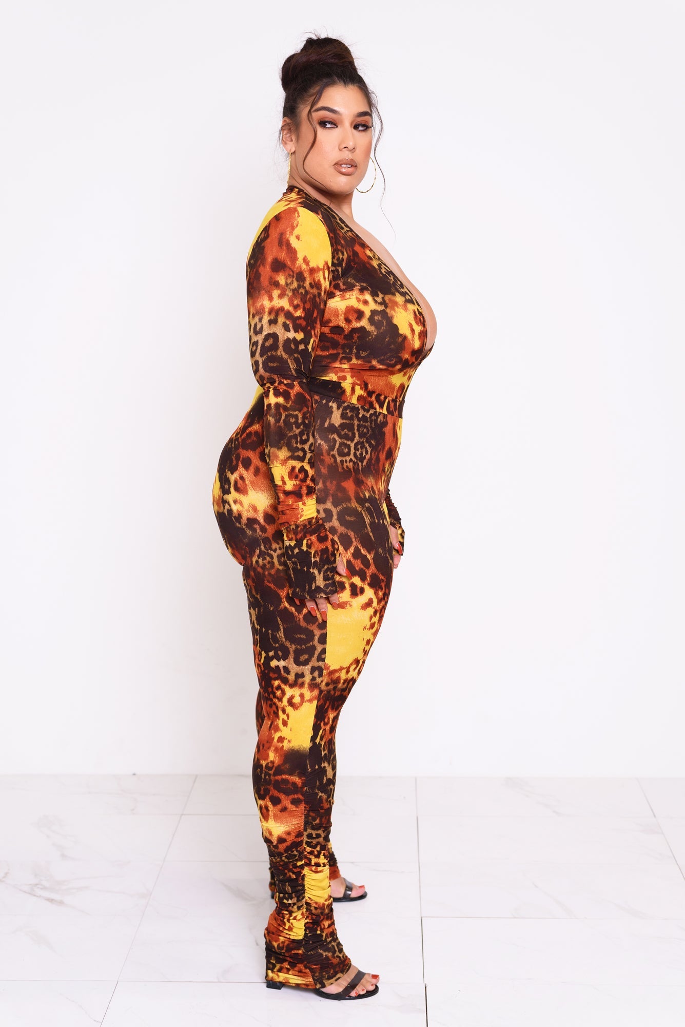 Phoenix Leopard Deep V Bodysuit