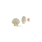 14kt Diamond Venus Shell Studs