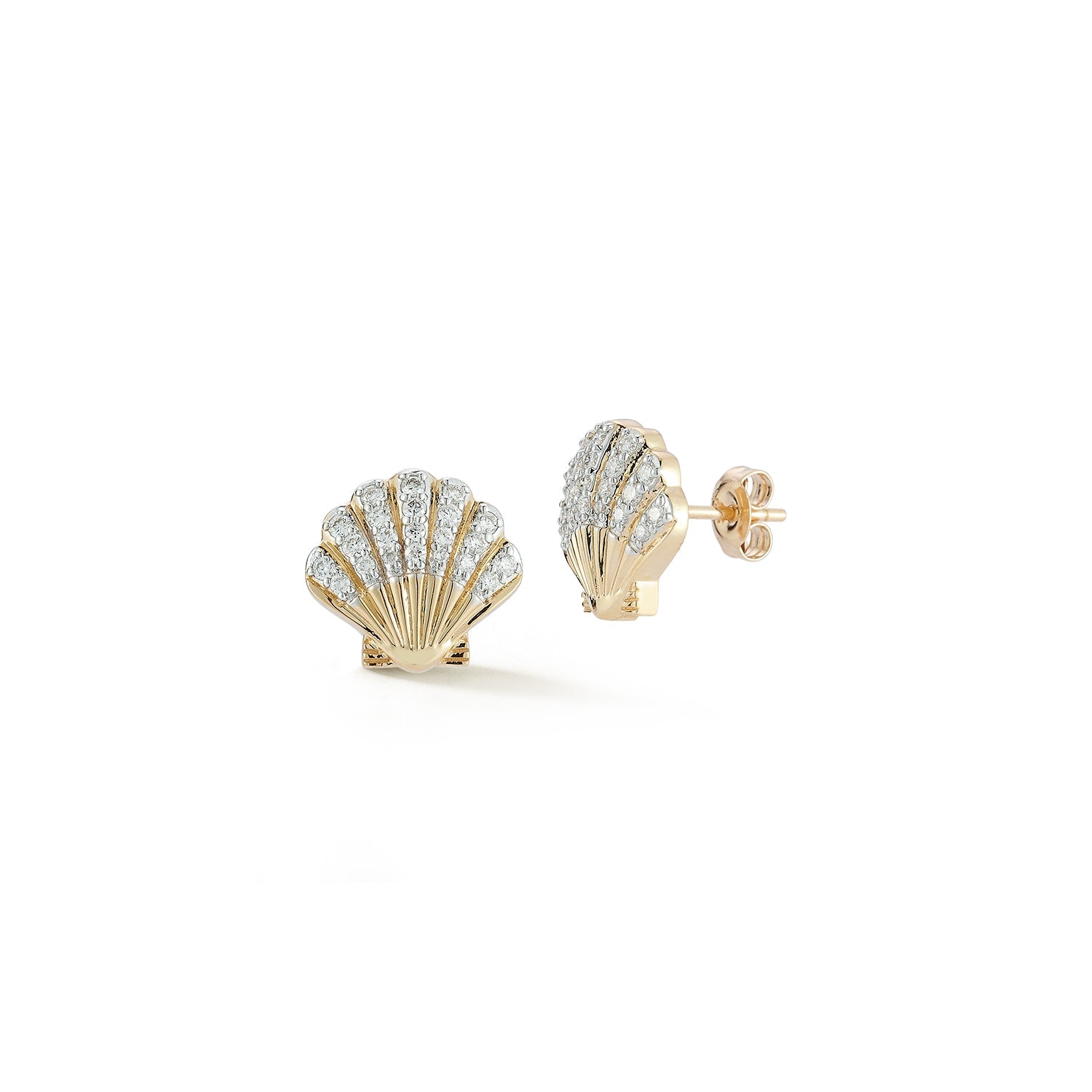 14kt Diamond Venus Shell Studs