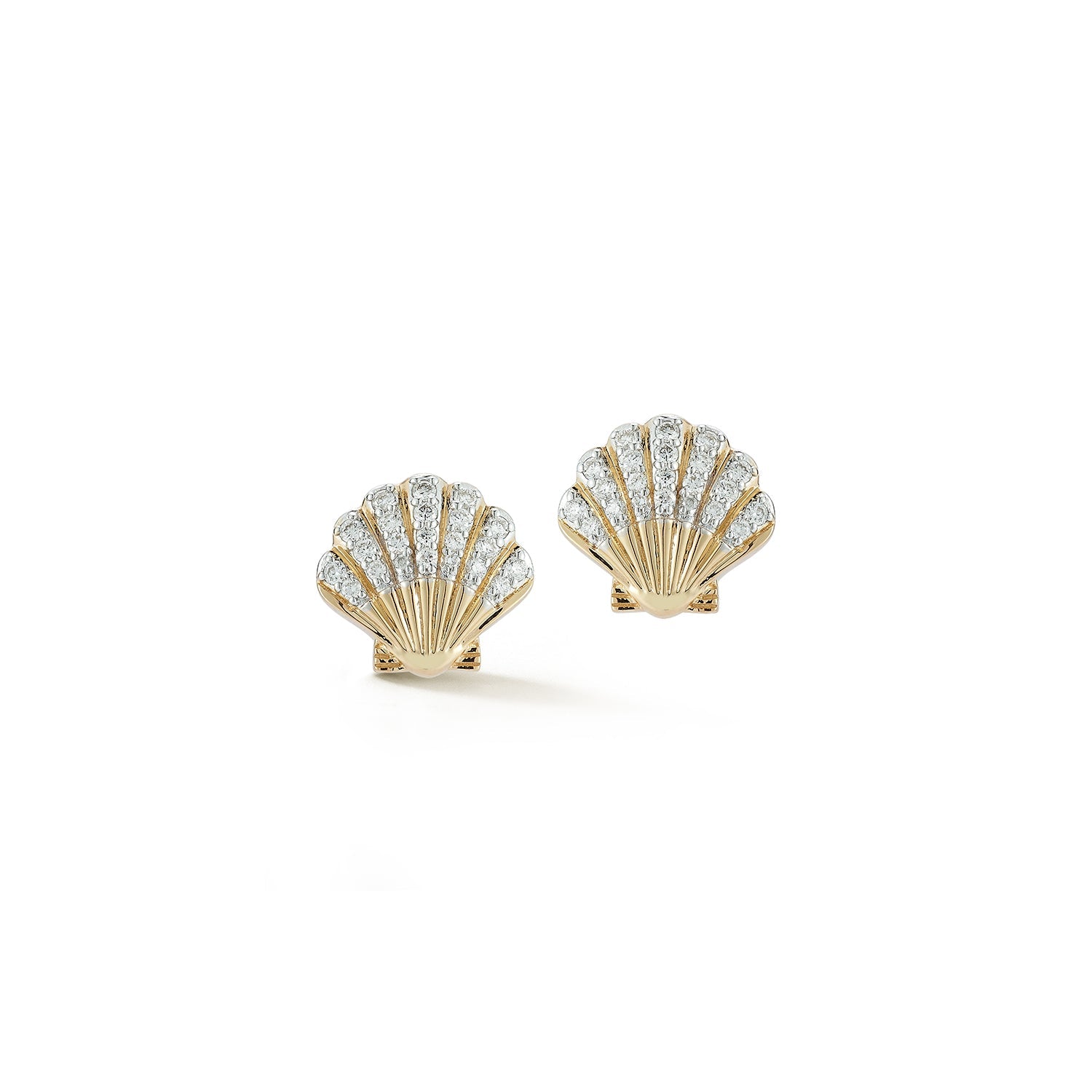 14kt Diamond Venus Shell Studs