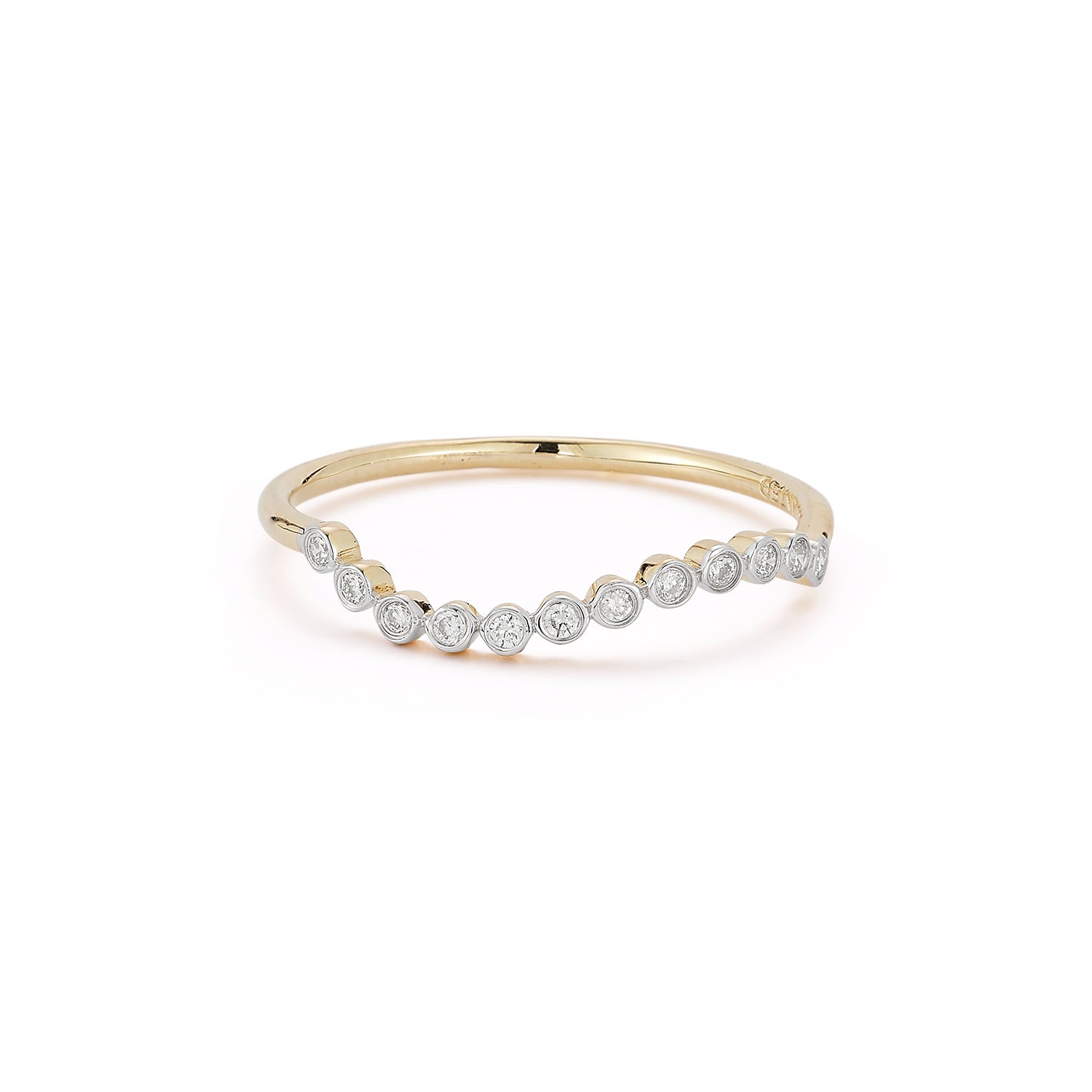 14kt Diamond Bezel Wave Ring
