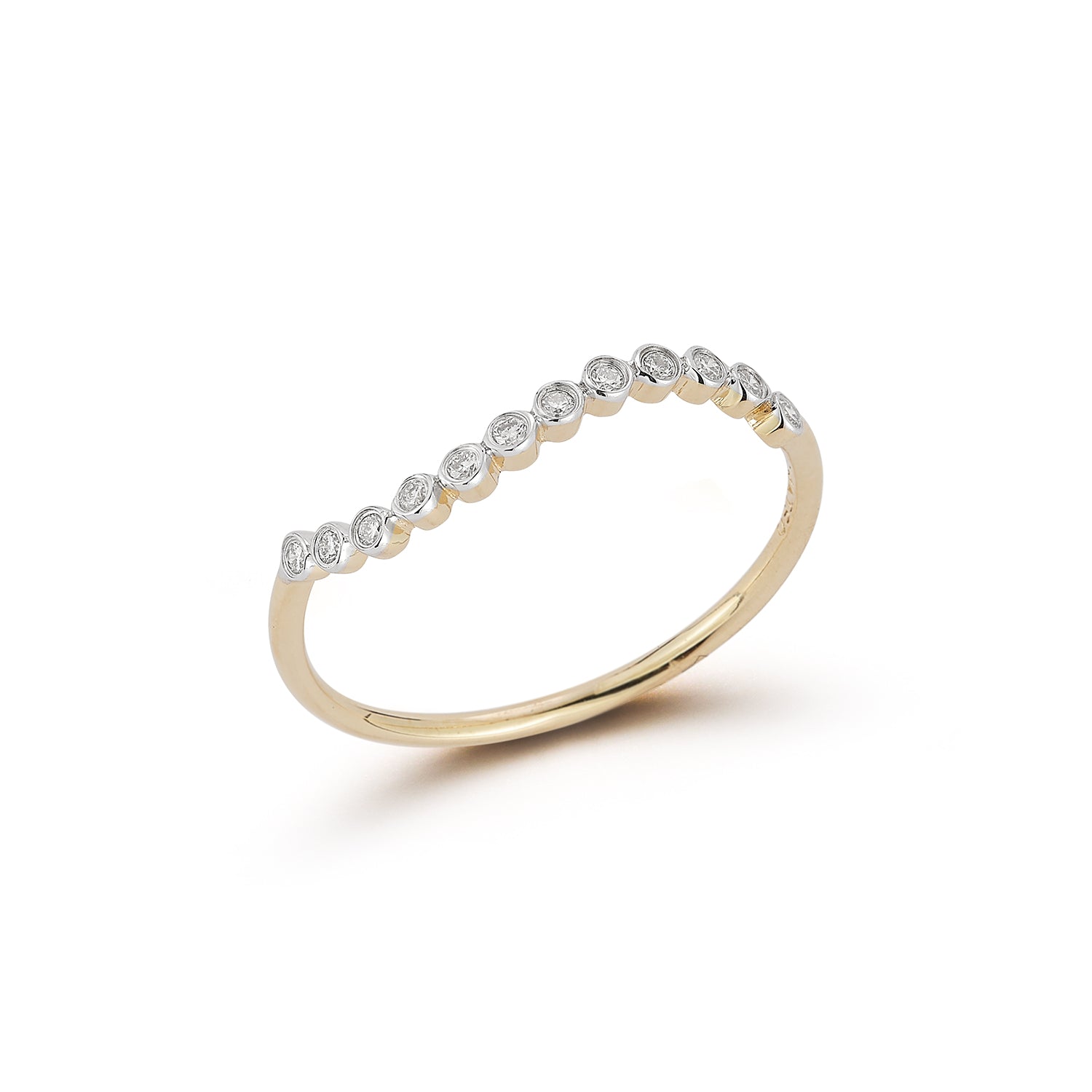 14kt Diamond Bezel Wave Ring