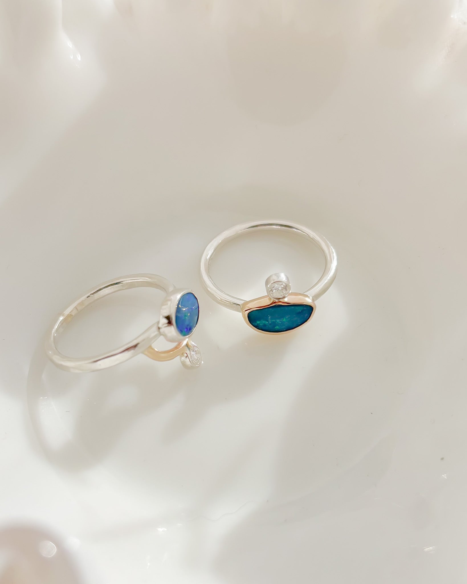 CALLISTO// opal + diamond arc ring