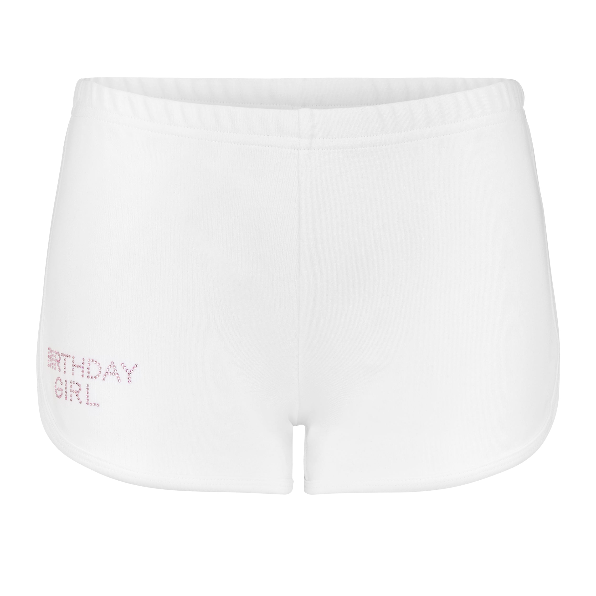 "BIRTHDAY GIRL"  Track Shorts | White
