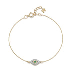 14kt Emerald Evil Eye Chain Bracelet