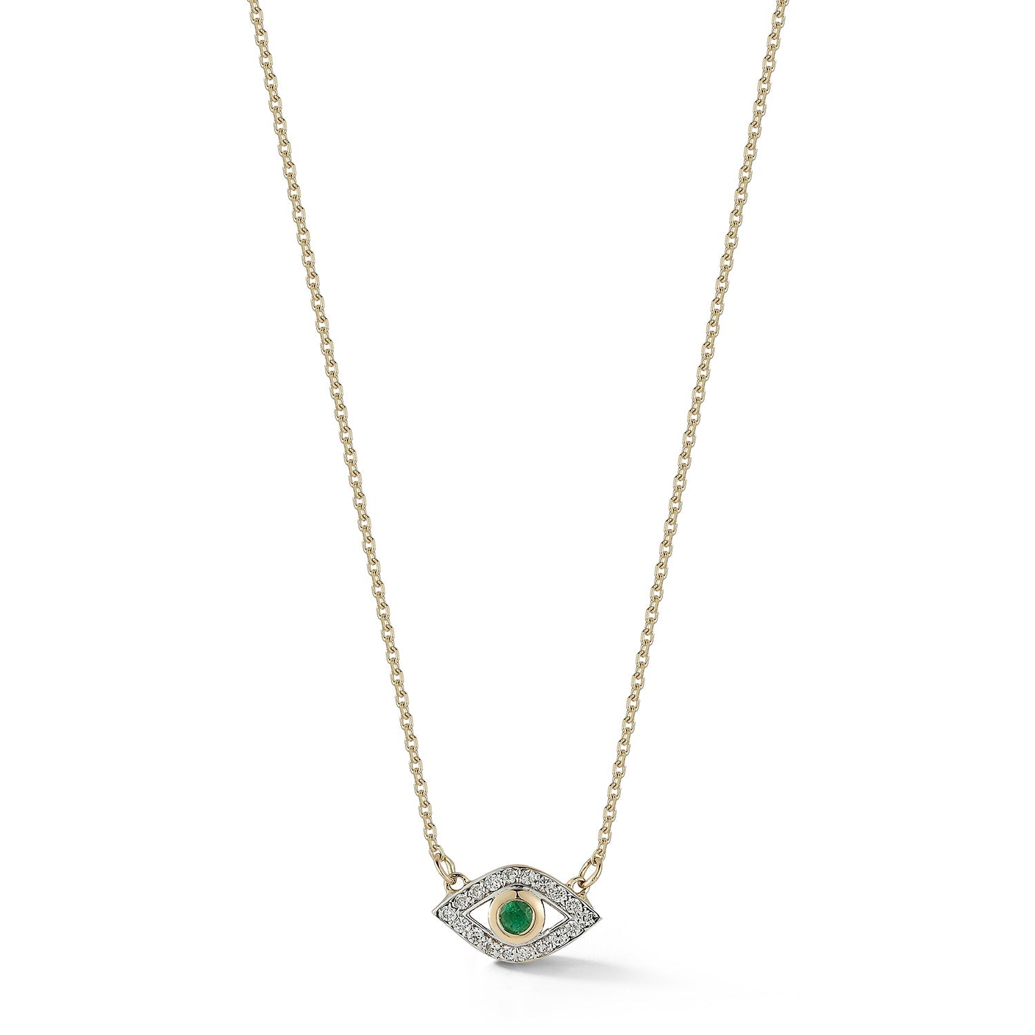 14kt Emerald Evil Eye Necklace