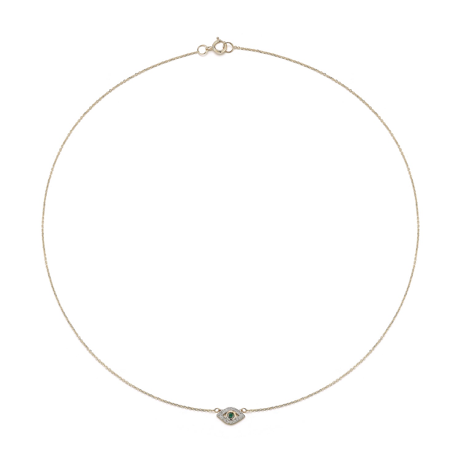 14kt Emerald Evil Eye Necklace