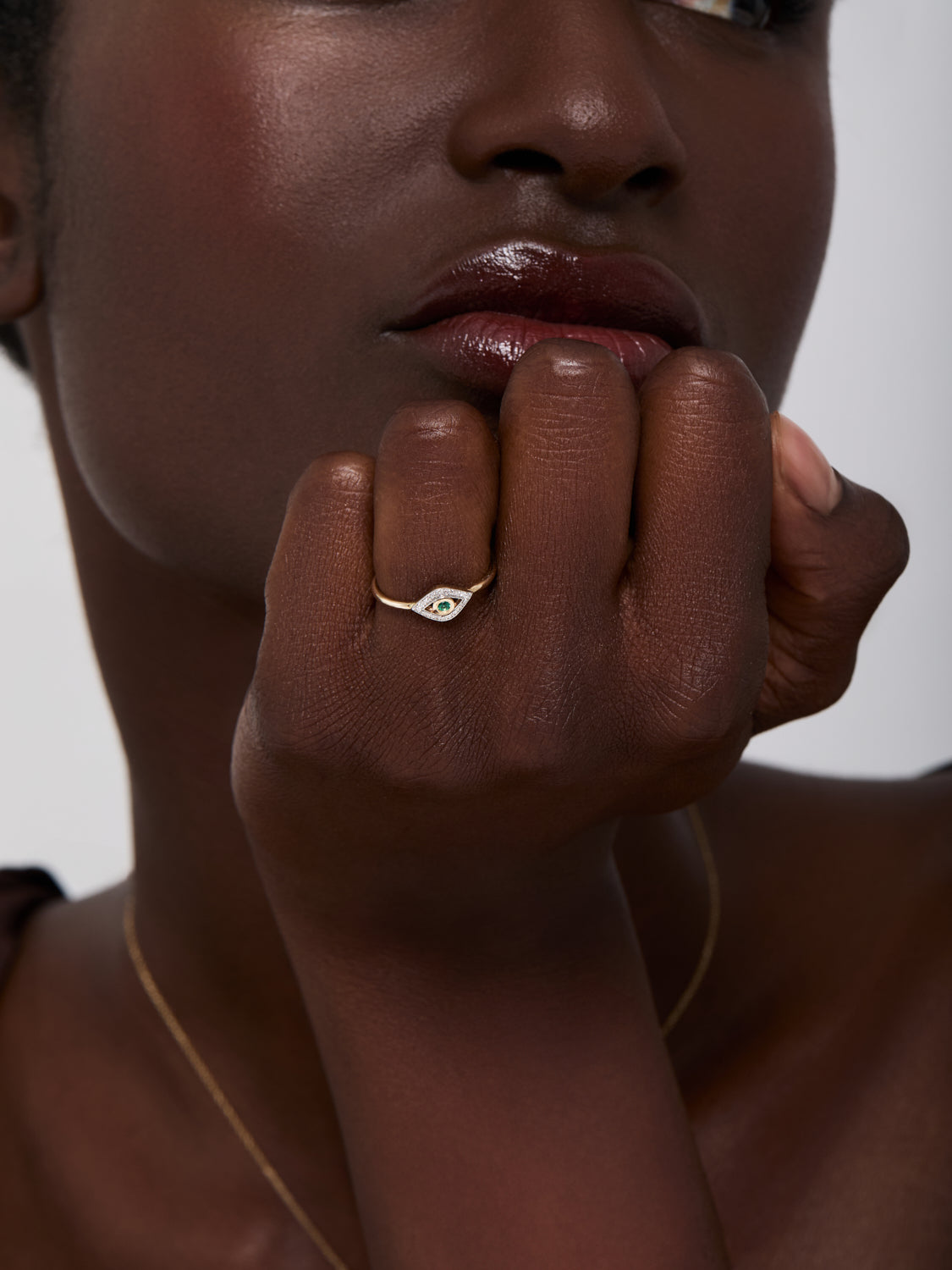 14kt Emerald Evil Eye Ring