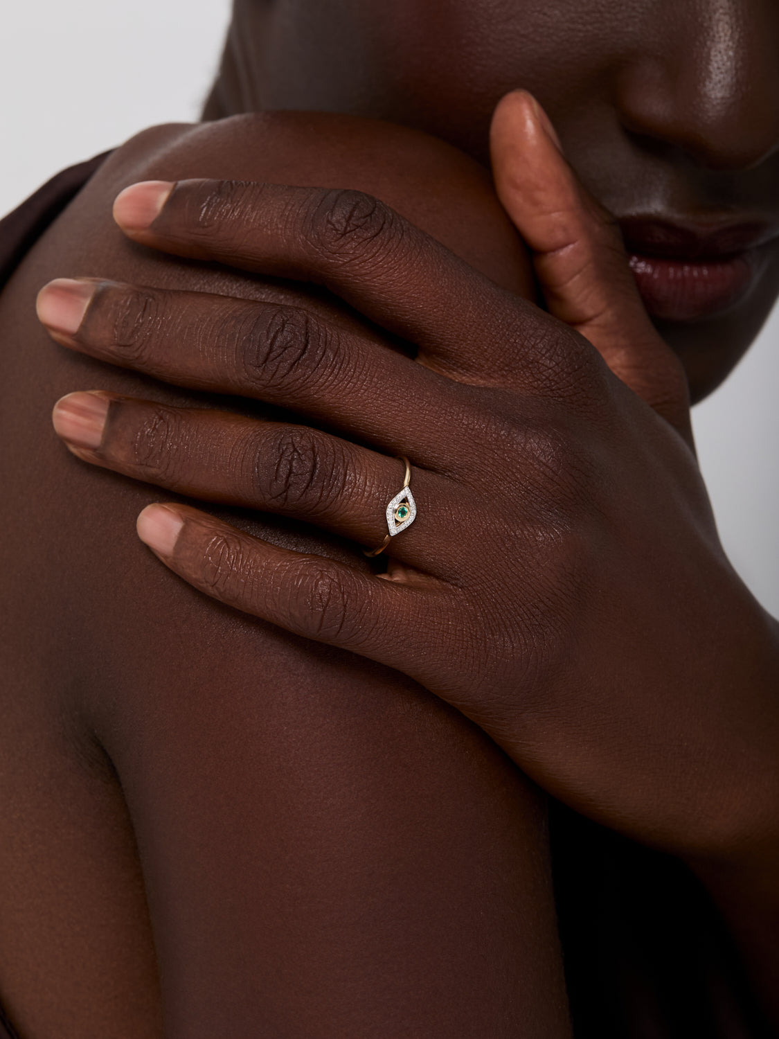 14kt Emerald Evil Eye Ring