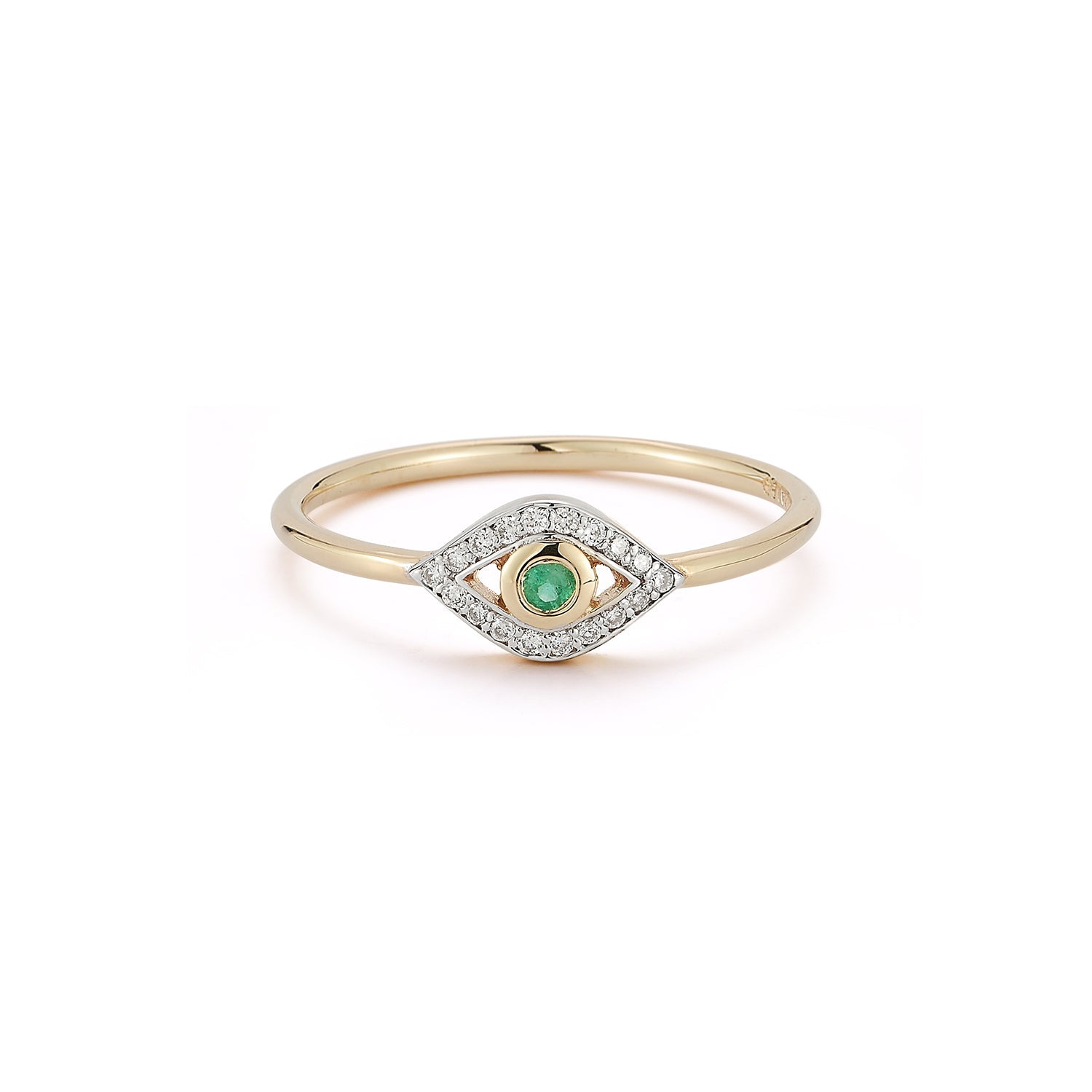 14kt Emerald Evil Eye Ring