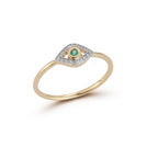 14kt Emerald Evil Eye Ring