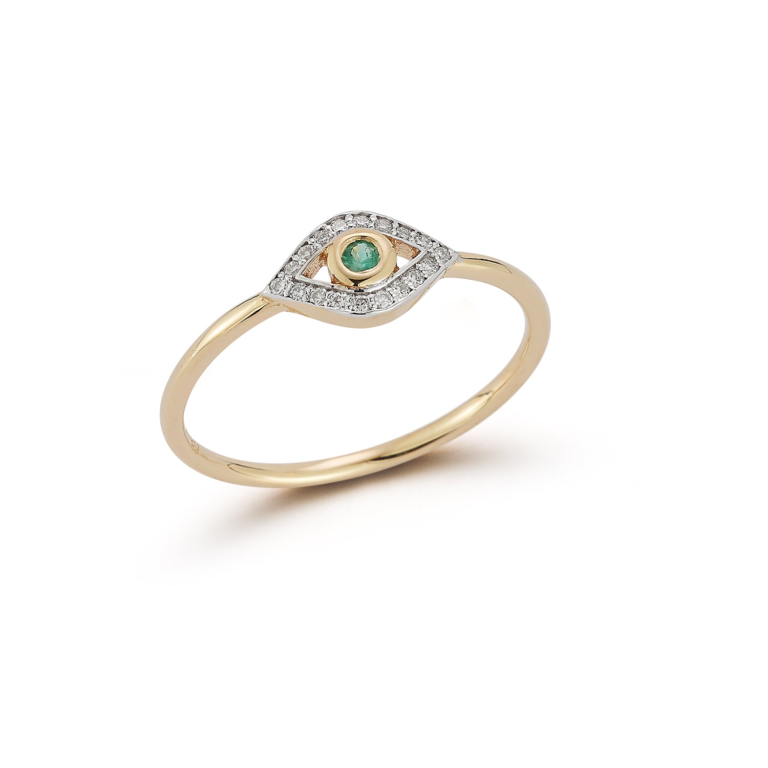 14kt Emerald Evil Eye Ring