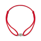 14kt Emerald Evil Eye on Red Nylon Bracelet